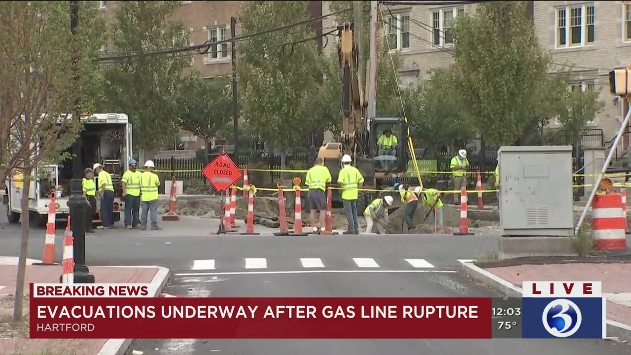 Video: Evacuations take place in Hartford due to gas line rupture - YouTube