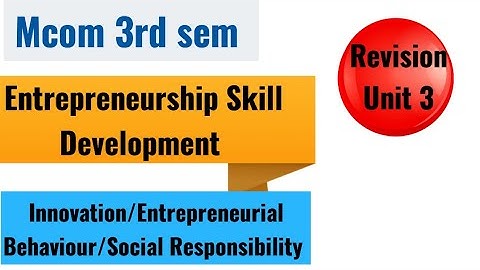 Entrepreneurship Skill Development for Mcom3rd /Bcom EDP!(Unit 3)