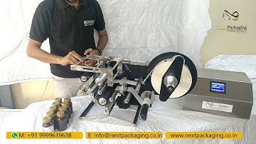 Semi Auto Sticker Labeling Machine on Capsule bottles | pharma bottles