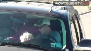 Adam Sandler and family sneak through the back at Malibu chilli cook off day 1