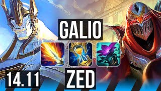GALIO vs ZED (MID) | 16/2/15, 1500+ games, Godlike | KR Master | 14.11