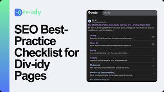 SEO Best-Practice Checklist for Div-idy Pages
