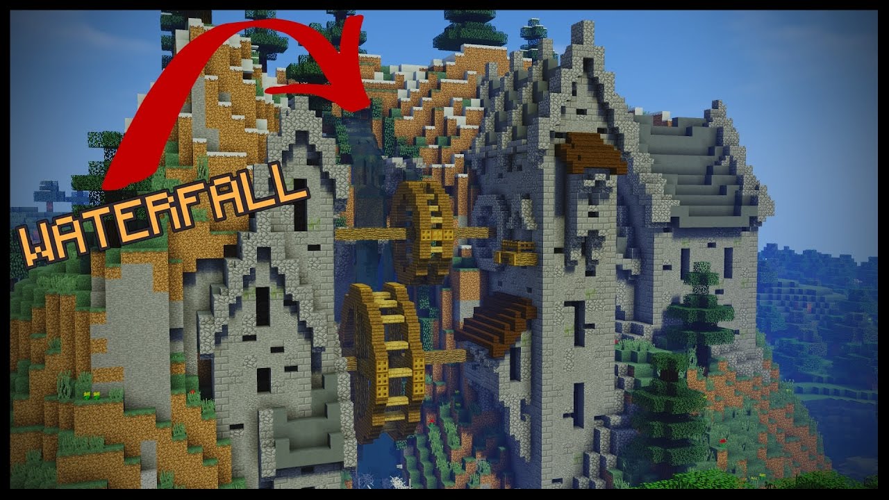 Minecraft Waterfall House Tutorial - YouTube