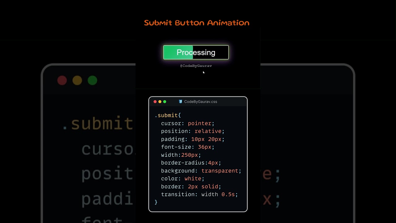 Animated Submit Button | HTML & CSS | Modern UI Effects #webdevelopment #htmlcss #animation