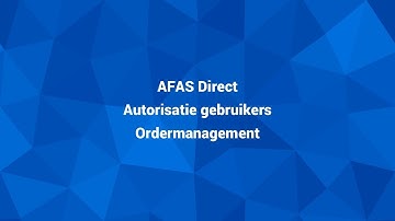 AFAS Direct Ordermanagement autorisatie