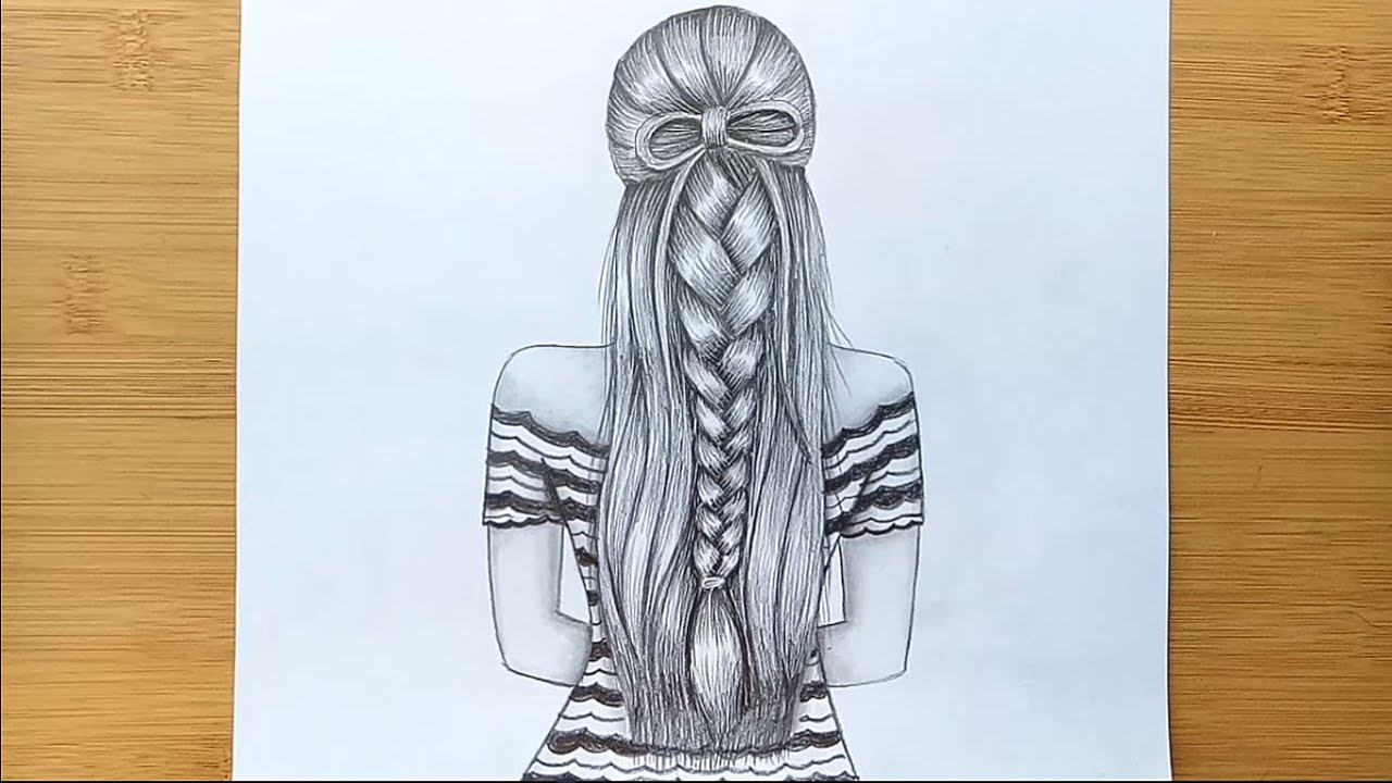 How To Draw A Girl With Beautiful Hairstyle Back Said Drawing Step By Step