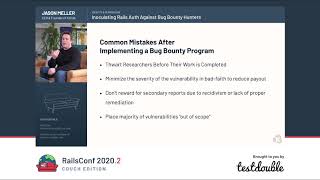 talk by Jason Meller: Inoculating Rails Auth Against Bug Bounty Hunters