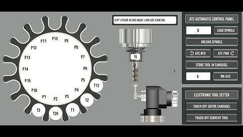 linuxcnc QtPyVCP PROBE BASIC DynATC Widget with 16 tool pockets