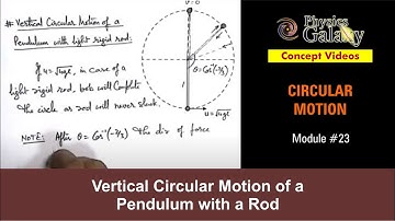 Class 11 Physics | Circular Motion | #23 Vertical Circular Motion of a Pendulum with a Rod |