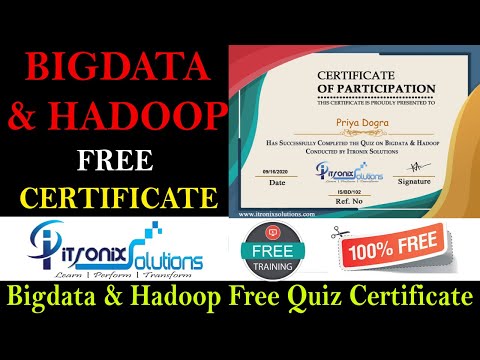 Bigdata & Hadoop Free Quiz Certificate - Get Certification in 2 Minute -  ITRONIX SOLUTIONS Quiz