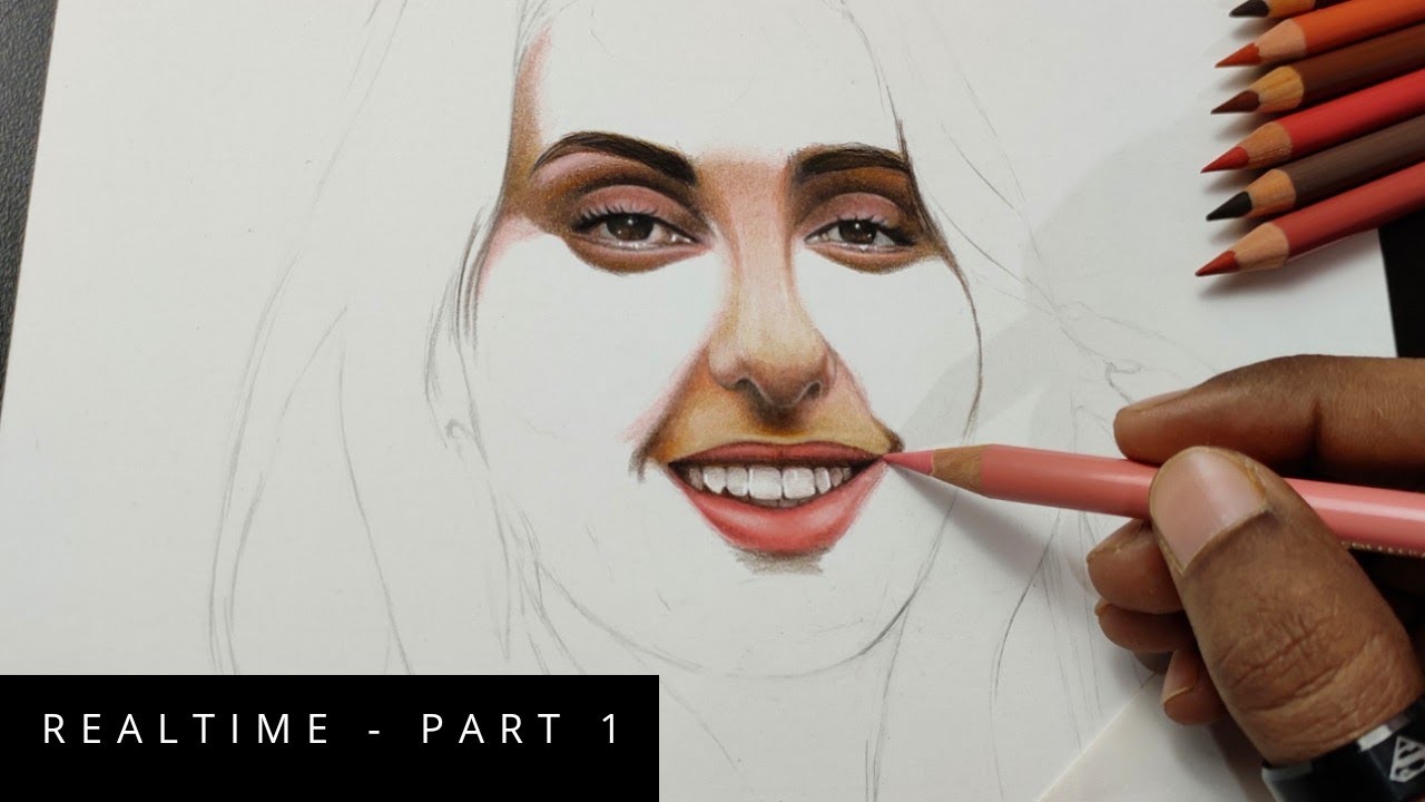 (Realtime) Drawing a face using colour pencils Part 1 Siddhant's
