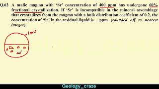 Rayleigh crystal fractionation: Residual liquid | Gate 2026 | #geology_craze