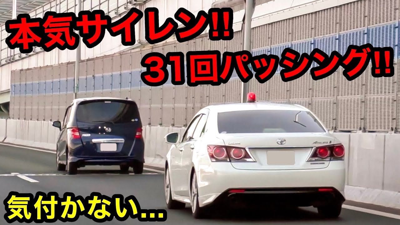 【本気サイレン＆31回パッシング】気付かない違反車がヤバい⁉️　[覆面パトカー 取り締まり DQN]