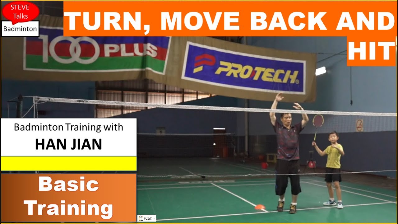 Turn, move back and hit Overhead shot basics Badminton Training with
