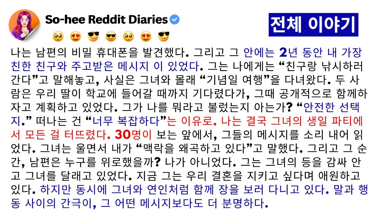 나는 남편의 비밀 휴대폰을 발견했다.그리고 그 안에는 2년이 넘는 시간 동안 내 가장 친한 친구와 주고받은 문자 메시지들이 있었다.