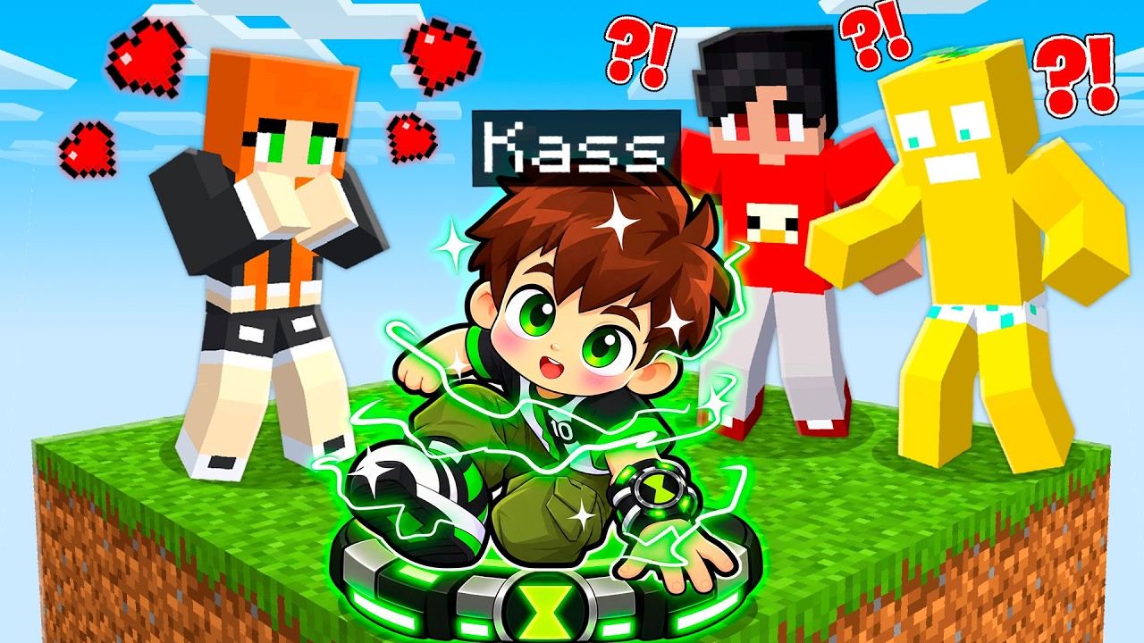 Eu me transformei em BEN 10 BEBÊ em UM BLOCO no Minecraft!