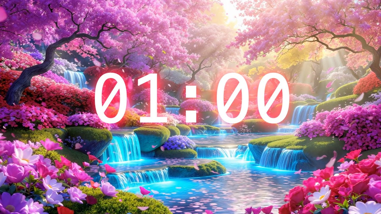 1-Minute Classroom Timer | Flower Garden Focus Countdown for Students and Teachers