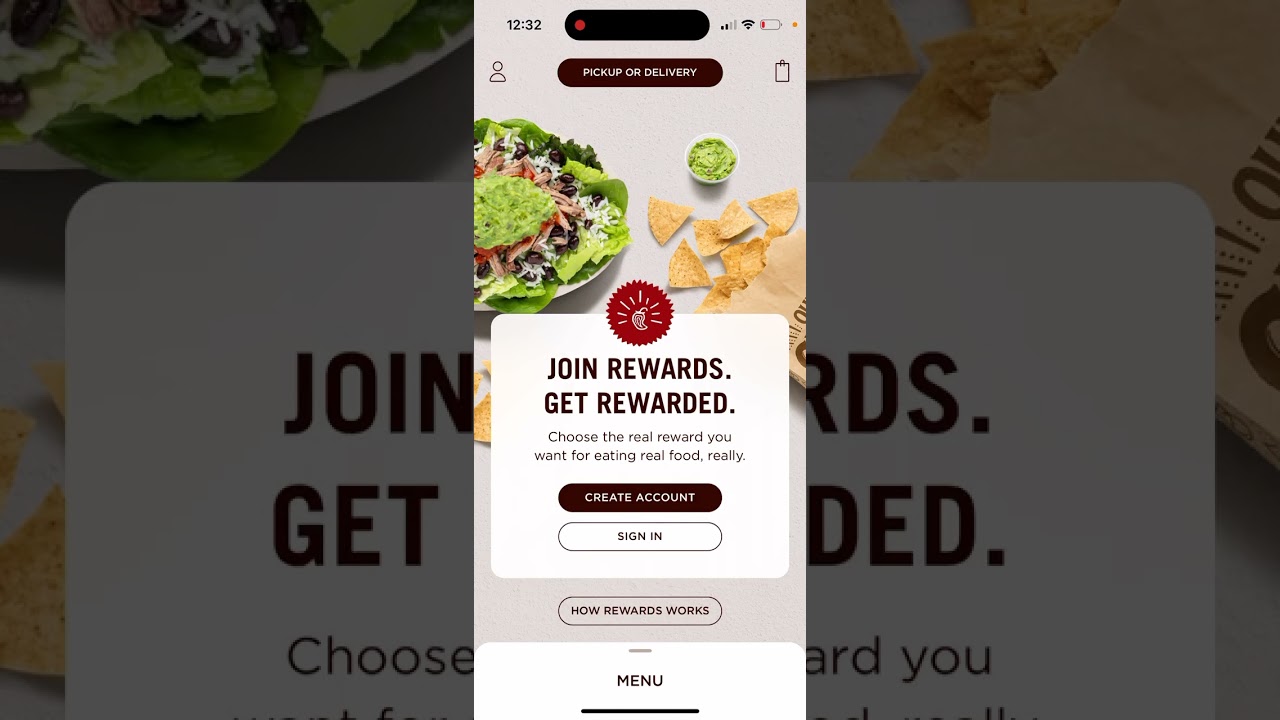 How to create an account in Chipotle app?