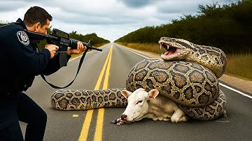 Courageous Team Saves a Helpless Cow from a Giant Python Attack 🐍🐄