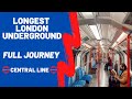 London Underground 🇬🇧 - Central Line Train First Person Journey - Longest Underground Line Tube 4K