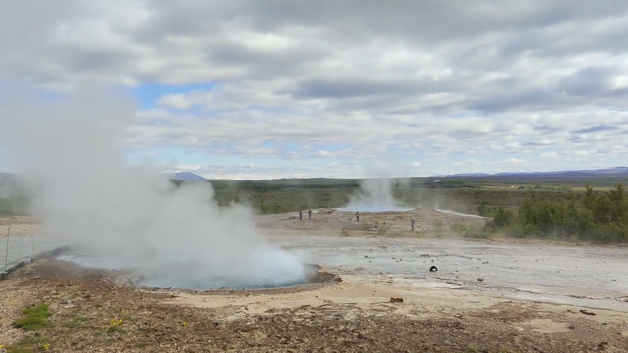 Geysir geothermal area steaming hot springs