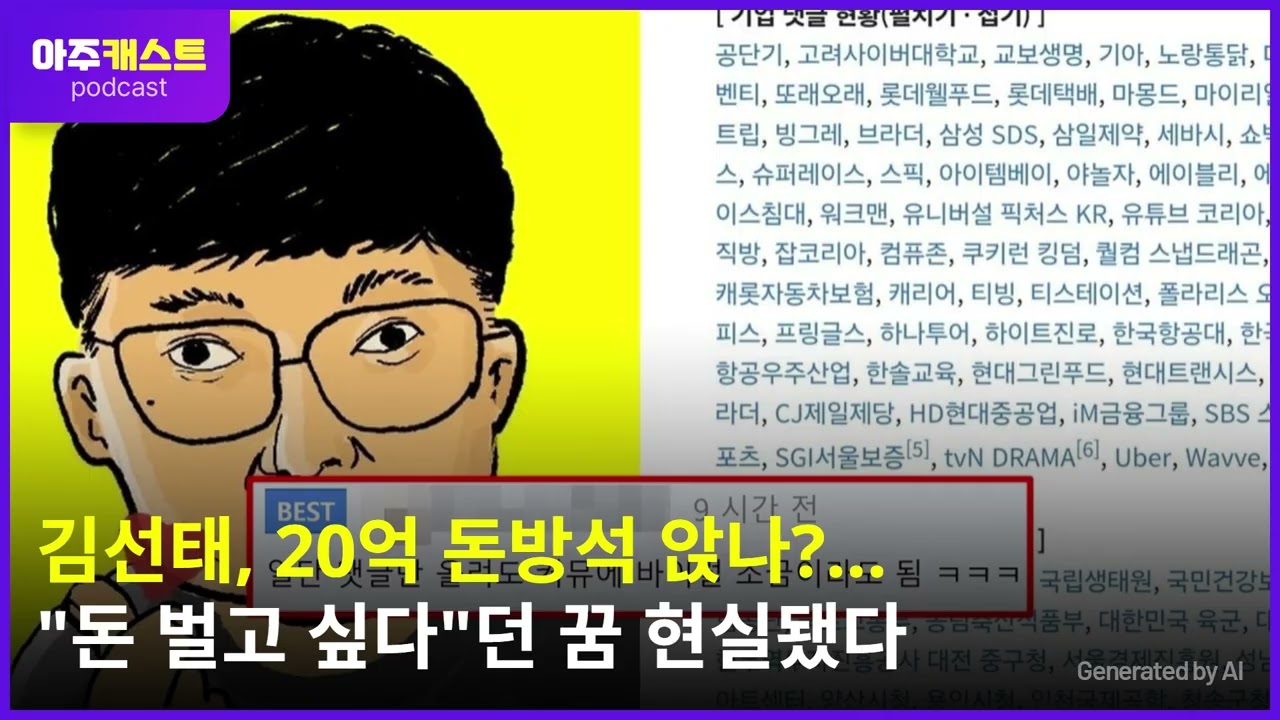 김선태, 20억 돈방석 앉나?... 돈 벌고 싶다던 꿈 현실됐다