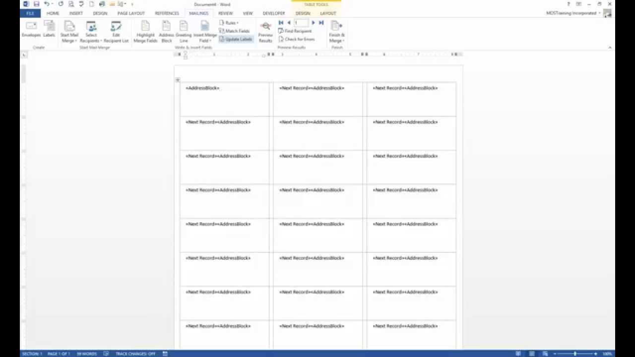 Creating Word 2013 Mailing Labels from an Access database ...