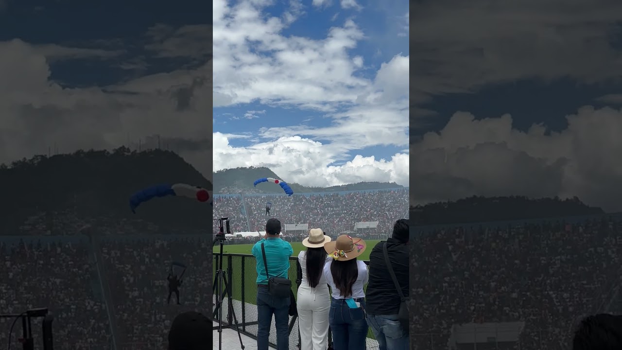 Skydiver Glides Over Packed Stadium and Lands on Field in Honduras