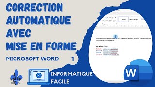 Informatique Facile - Word et la correction automatique avec mise en forme