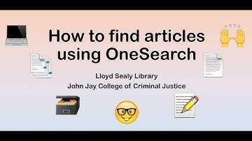 How to find articles using OneSearch