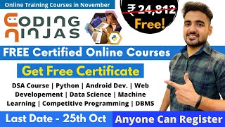 Free Coding Ninjas Online Courses in October | Free Courses Certificates | 100% Scholarship Offer