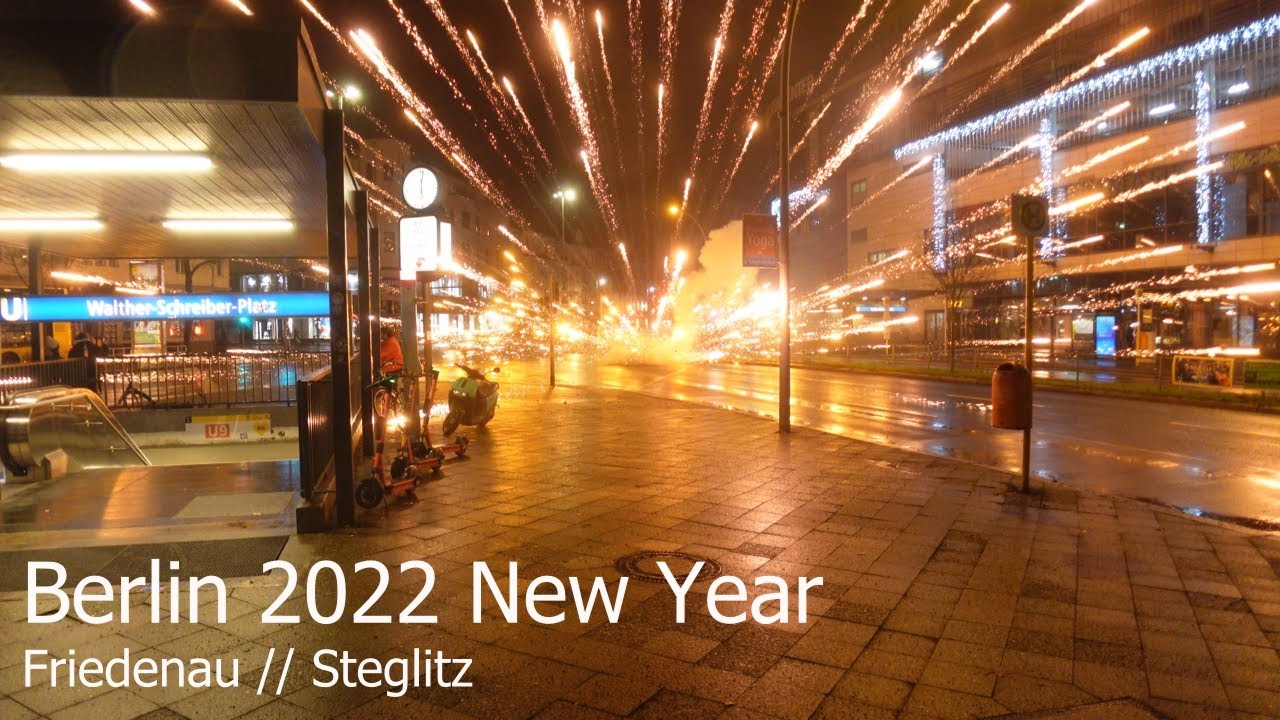 CIity Walk BERLIN - New Year 2022 Firework in Friedenau Steglitz
