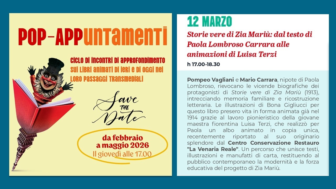 12 marzo 2026 - Storie vere di Zia Mariù: dal testo di Paola Lombroso alle animazioni di Luisa Terzi