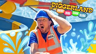 Diggerland Water Park with Handyman Hal | Construction Theme Water Park