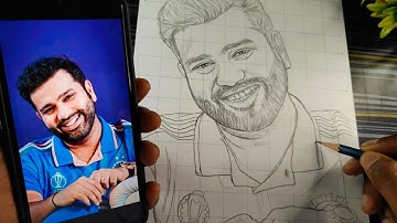 How to draw Rohit Sharma, Outline Tutorial, रोहित शर्मा को चित्र कैसे बनाए , Step by step