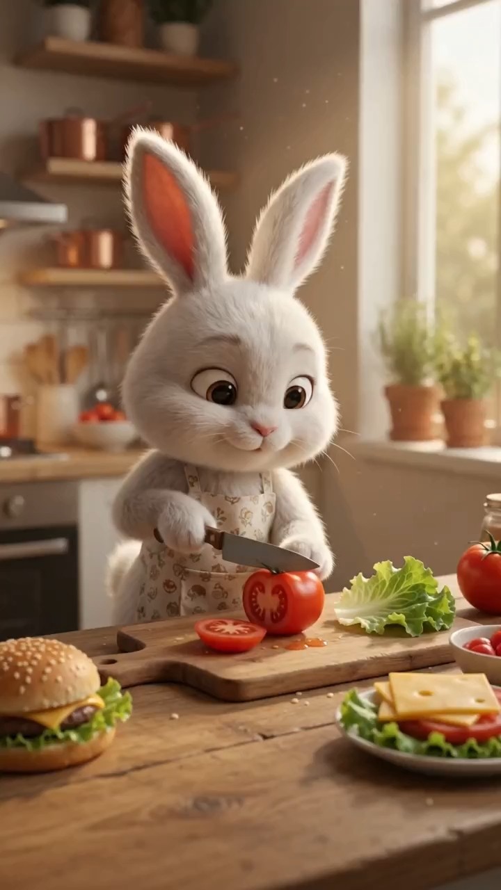This Bunny Can Cook a Burger?! 😍🐇 | Viral Short #ViralVideo