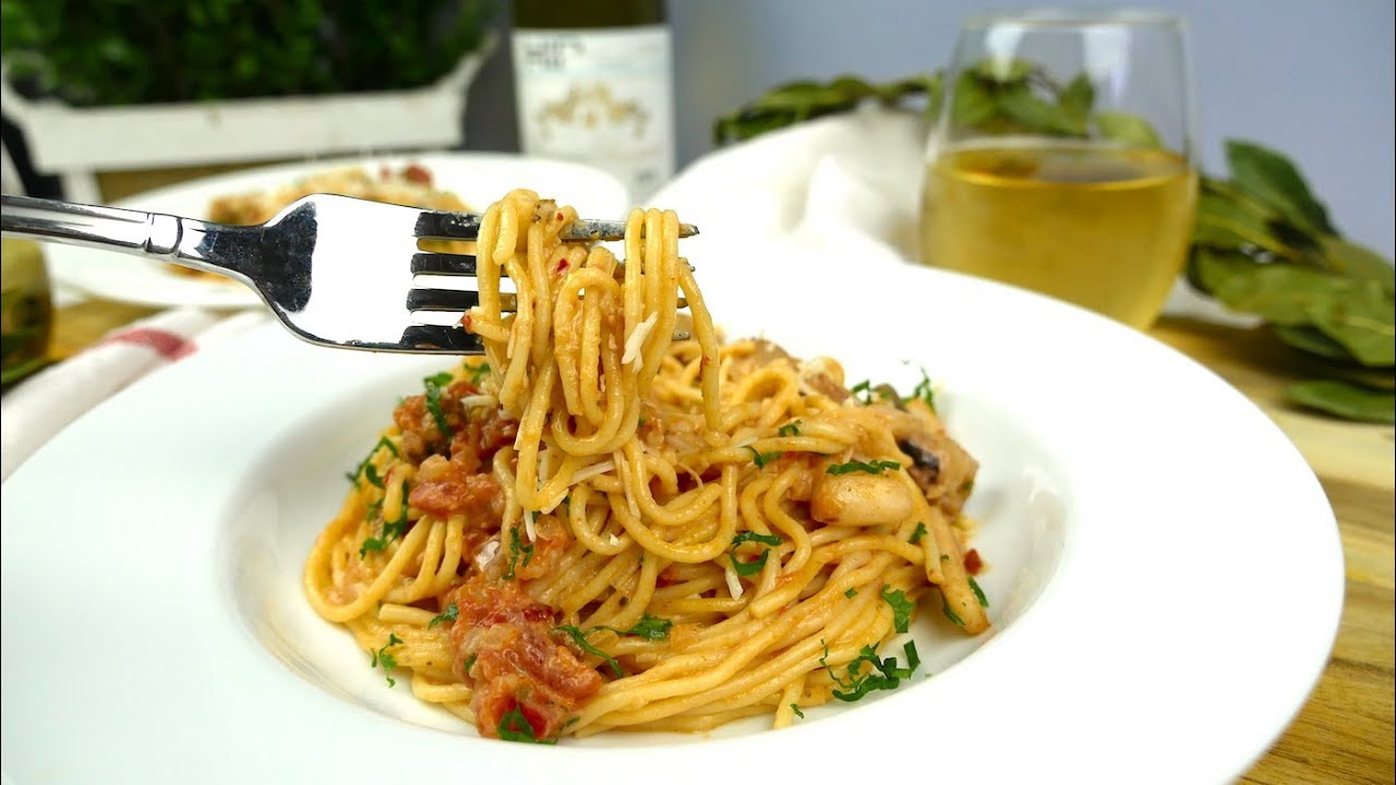 Pasta con Mariscos  Mixto - Espagueti en Salsa Picante Cremosa - Mi Cocina Rápida | Mi Cocina Rápida - Karen