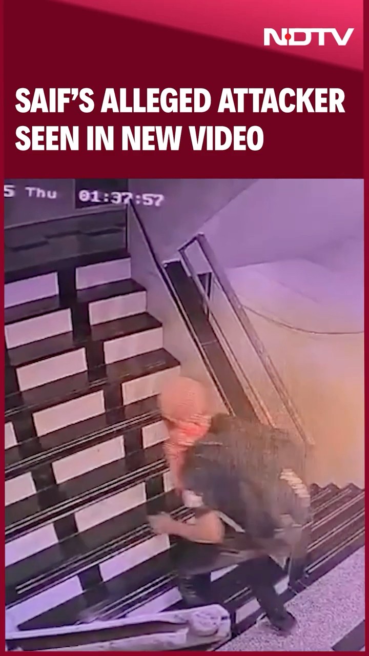 Saif Ali Khan's Alleged Attacker Seen In New Video, Climbing Staircase With Face Covered