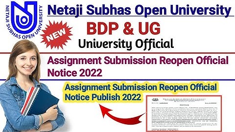 NSOU BDP & UG Assignment Submission Reopen Official Notice 2022
