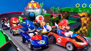 Sonic VS Mario fight to the finish! Diecast racing