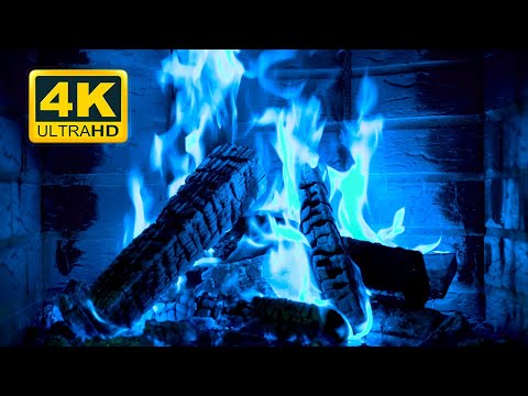 Halloween Fireplace 4K! Magic Fireplace With Blue Flames. Fireplace Burning For Halloween