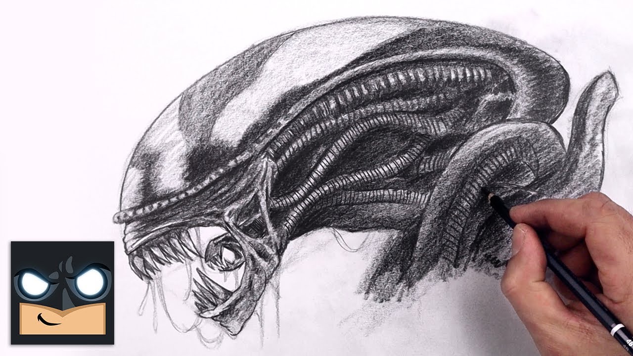 Set of alien portraits. Pencil drawing sketch.  Coisas para desenhar,  Desenhando esboços, Alien desenho