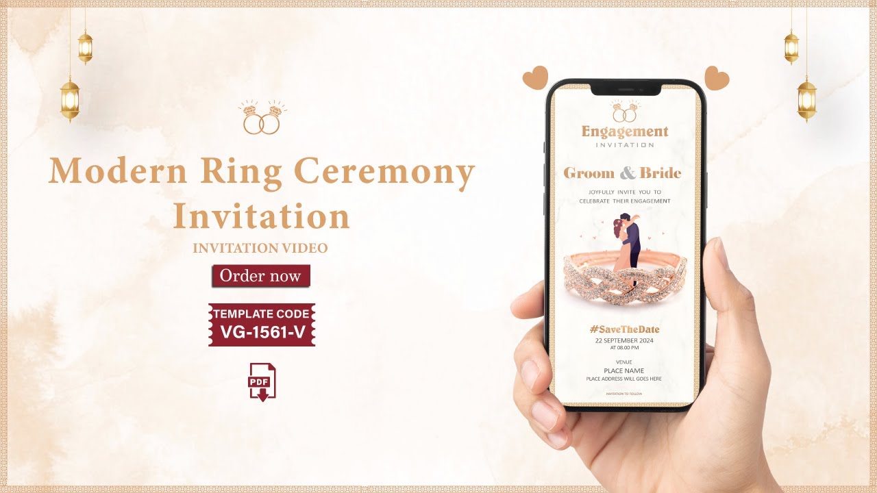 Ring Ceremony Video Invitation Template - Wish N Wed