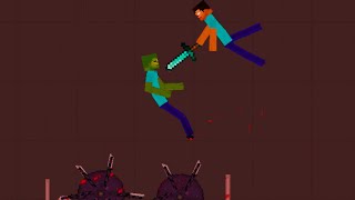 DANGEROUS BATTLE of PEOPLE vs ZOMBIE MINECRAFT on DIAMOND SWORDS - people playground