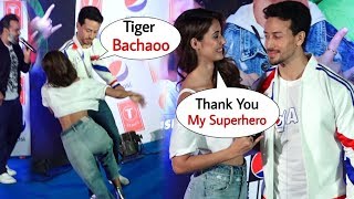 Tiger Shroff Saves Disha Patani From Falling on Stage at Launch of Pepsi New Anthem | Best Moments