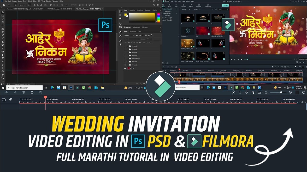 Full Quality Marathi Wedding Invitation Video Editing in Filmora 9 ...