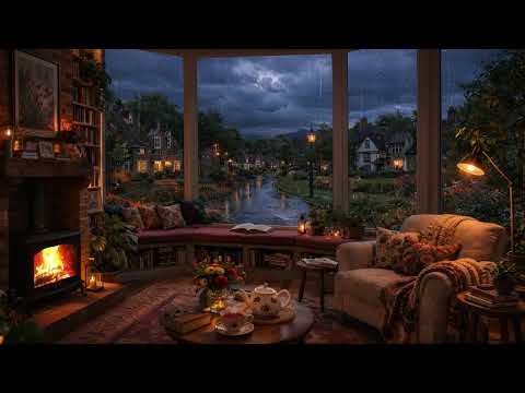 Rain and Fireplace Sounds for Reading | 3H Cozy Rain & Fireplace Ambience