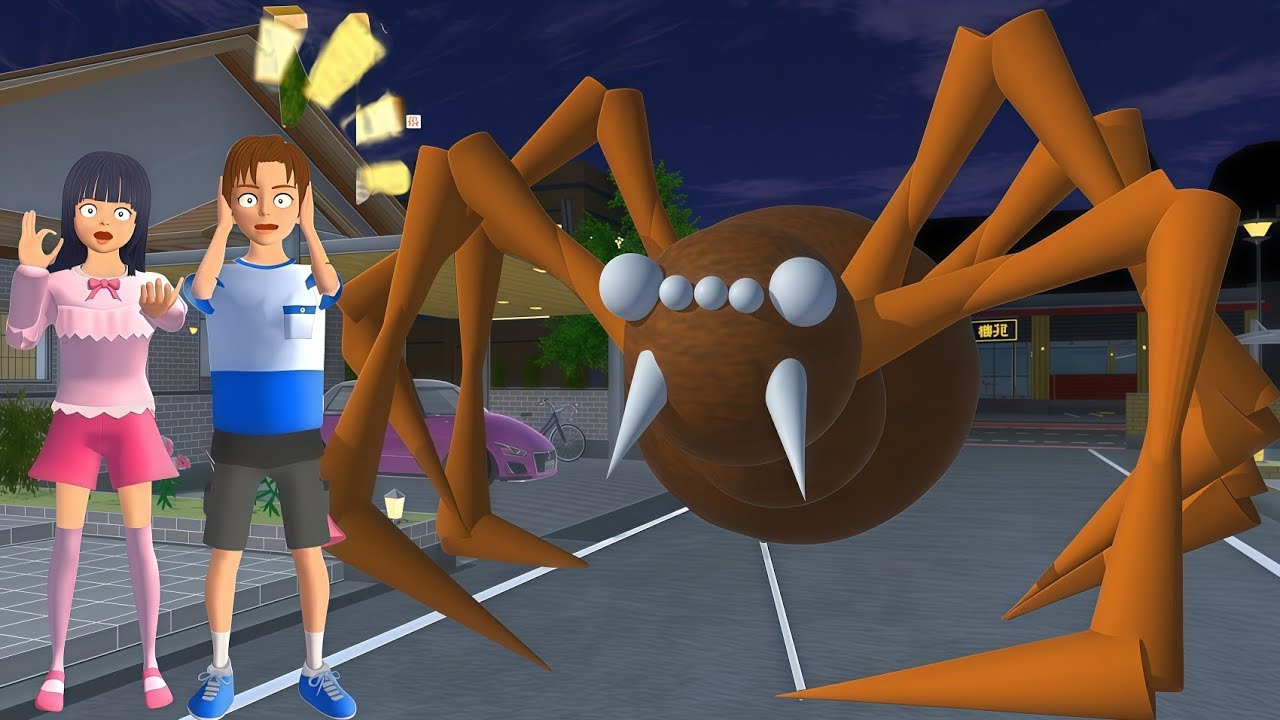 yuta mio panik CCTV merekam monster laba laba di depan rumah besar sekali | SAKURA SCHOOL SIMULATOR