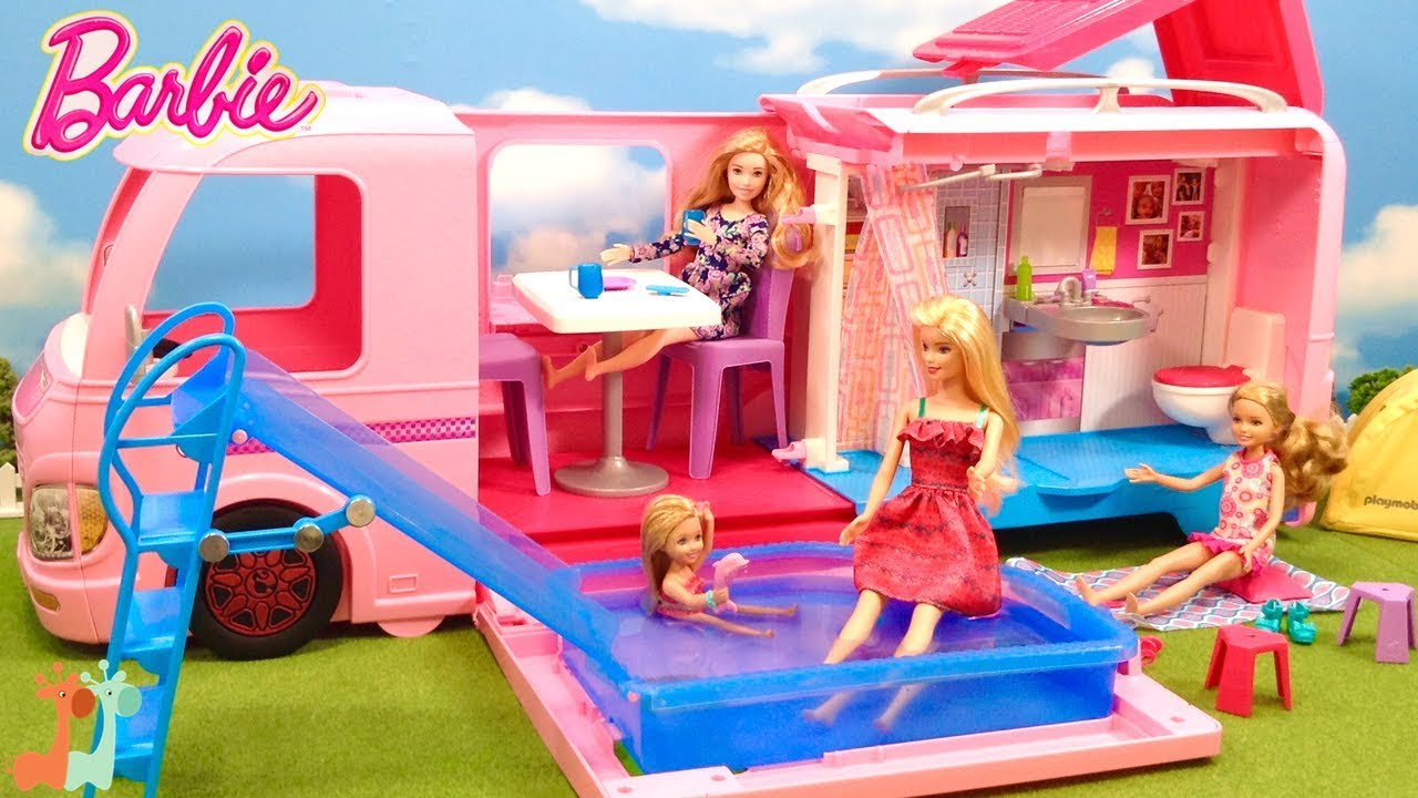 Barbie Pop-Up Dream Camper Swimming Pool and Water Slide