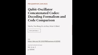 Qubit-Oscillator Concatenated Codes: Decoding Formalism and Code Comparison | RTCL.TV